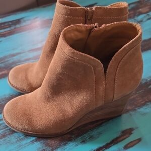 Tan Suede Wedge Ankle Boots